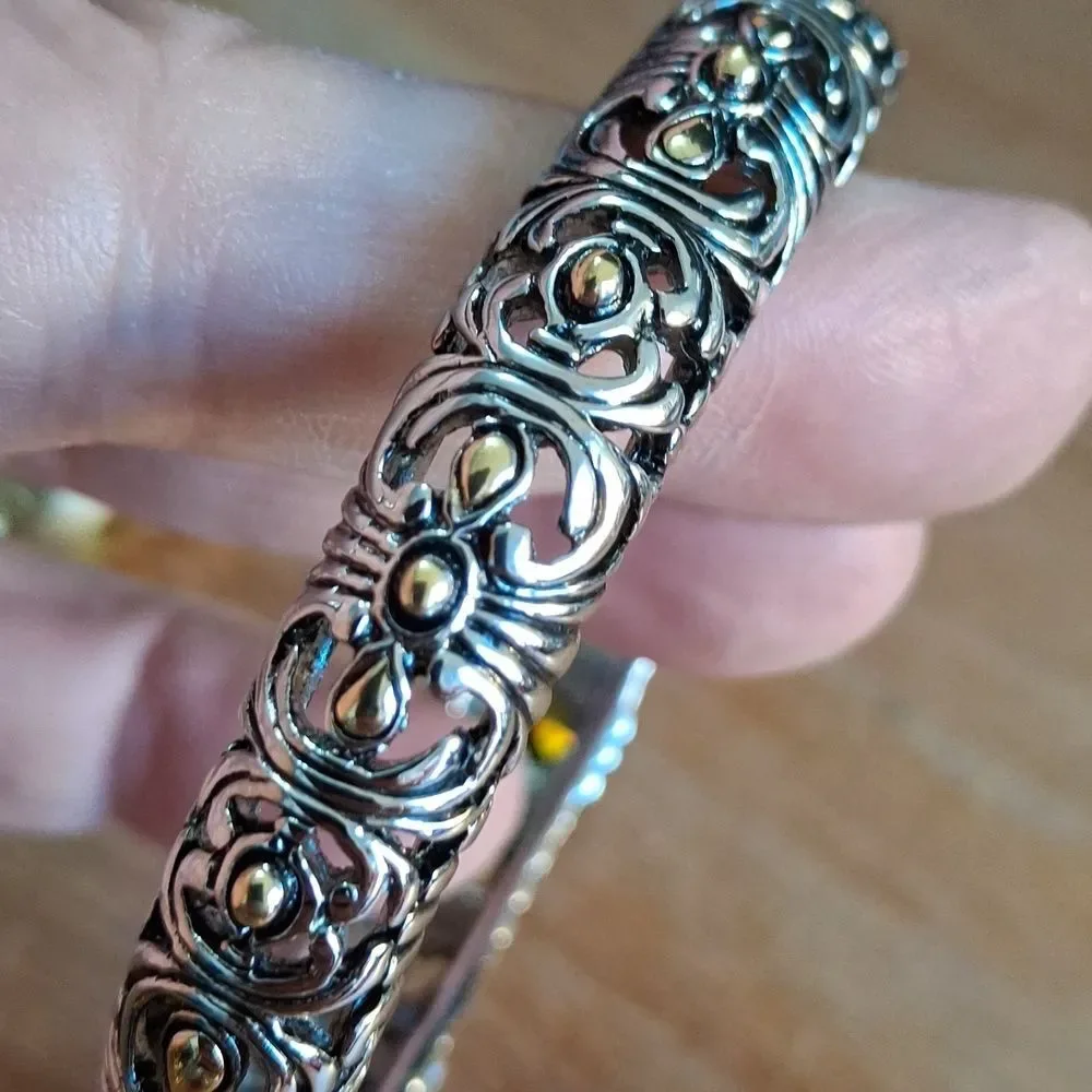 Stylish Gold and Silver Textured Bangles